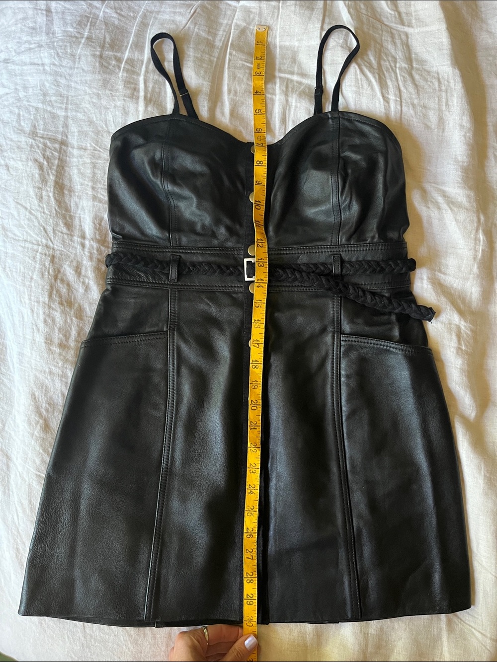 Chasing Unicorns ♠️ Isis Leather and Suede Mini Dress sz M - Picture 16 of 16